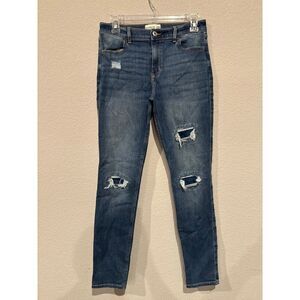 Abercrombie Girls Size 17/18 High Rise Skinny Fit Distressed Jean Leggings Blue